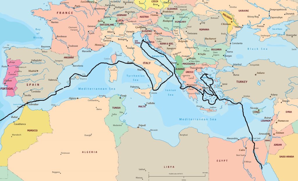 Heartsong III route through Mediterranean Sea | Farrow-Gillespie